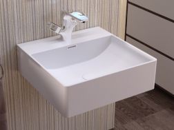 Vasque lavabo 420 x 420 mm, en céramique, suspendu - EUME