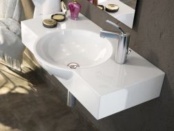 Vasque lavabo 710 x 430 mm, en céramique, suspendu - BEMUS