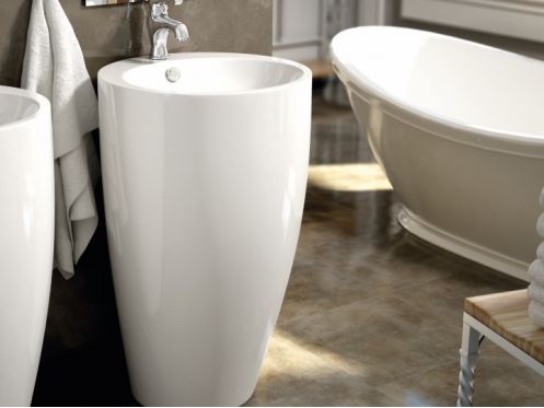 Vasque lavabo  � 490 x 820 mm,  en c�ramique, sur pied - PIETRO