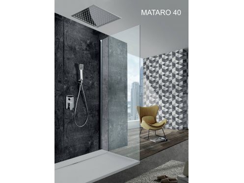 Indbygget brusebad, indbygget mixer og loftslampe 40 x 40 cm, regneffekt - MATARO 40