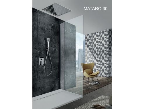 Ingebouwde douche, ingebouwde mixer en plafondlamp 30 x 30 cm, regeneffect - MATARO 30