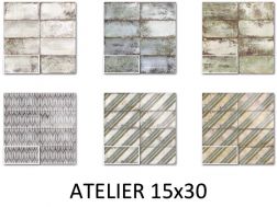 ATELIER 15x30 cm - carrelage mural, récupéré du passé.