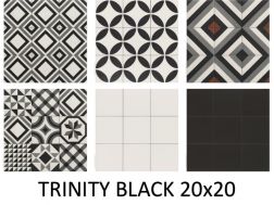 TRINITY BLACK  20x20 - Carrelage, aspect carreaux de ciment - SERIE THE THREE CAPITALS - MAINZU
