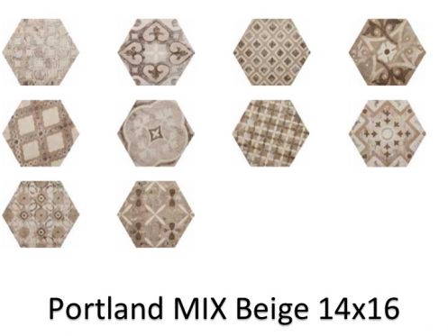 Portland Beige 14x16 cm - Carrelage sol, hexagonal, gr�s c�rame