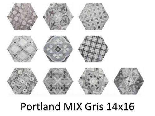 Portland Gris 14x16 cm - Carrelage sol, hexagonal, gr�s c�rame
