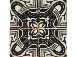 EMILIA 15x15 cm - Carrelage de sol, motifs traditionnels noir et blanc