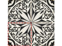 LUCCA 15x15 cm - Carrelage de sol, motifs traditionnels noir et blanc