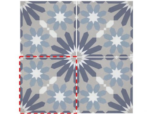 SYRAH BLEU 20x20 cm - Carrelage de sol, aspect carreaux de ciment