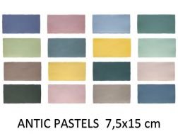 ANTISKE PASTELLER 7,5x15 cm - VÃ¦gfliser, rustikt rektangel, pastelfarver