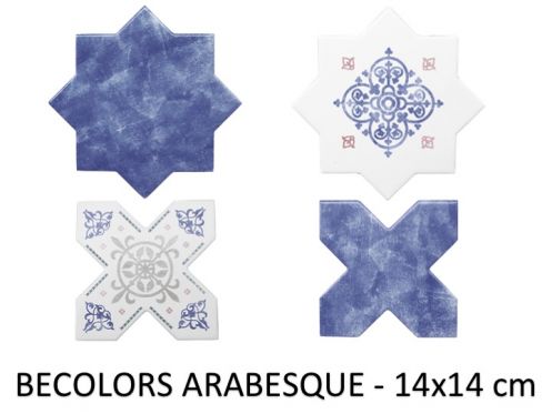 BECOLORS 14x14 cm, DECOR ARABESQUE - carrelage sol et mur, au style Oriental.