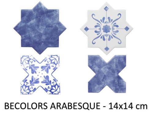 BECOLORS 14x14 cm, ELECTRIC BLUE - gulv- og vægfliser, orientalsk stil.