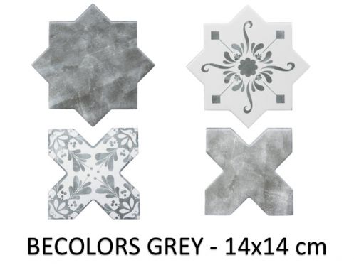 BECOLORS 14x14 cm, GREY - gulv- og vÃ¦gfliser, orientalsk stil.
