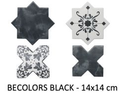 BECOLORS 14x14 cm, BLACK - carrelage sol et mur, au style Oriental.