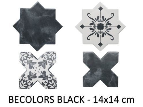 BECOLORS 14x14 cm, BLACK - pÅ‚ytki podÅ‚ogowe i Å›cienne, styl orientalny.