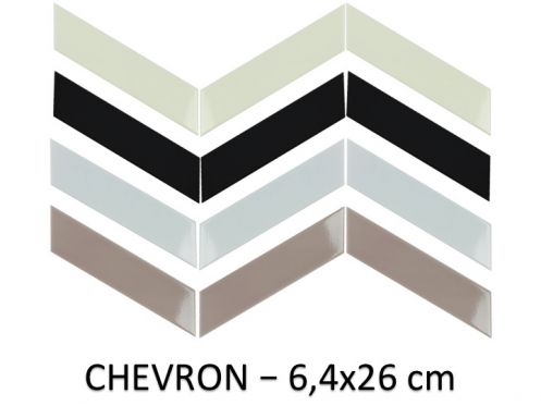 CHEVRON 6,4x26 cm - Carrelage mural, pose chevron.