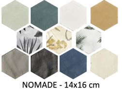 NOMADE 14x16 cm - Carrelage de sol et mûr, hexagonal, au style Zellige.
