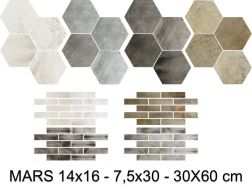MARS 14x16 - 7,5x30 - 30X60 cm - Carrelage de sol et murs, finition beton rouillé