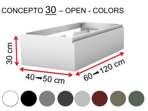 Meuble salle de bains sur mesure, poigne intgr, hauteur 30 cm, finition laque - EL CONCEPTO 30 Open Uni