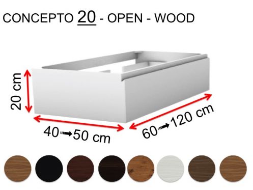 Badkamermeubel op maat, geïntegreerde handgreep, hoogte 20 cm, houtafwerking - EL CONCEPTO 20 Open Wood