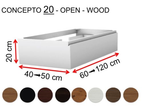 Meuble salle de bains sur mesure, poigne intgr, hauteur 20 cm, finition bois - EL CONCEPTO 20 Open Bois
