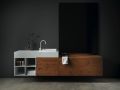 Meuble salle de bains sur mesure, poigne intgr, hauteur 30 cm, finition bois - EL CONCEPTO 30 Open Bois