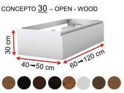 Meuble salle de bains sur mesure, poignée intégré, hauteur 30 cm, finition bois - EL CONCEPTO 30 Open Bois