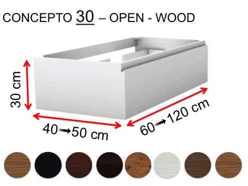 Meuble salle de bains sur mesure, poigne intgr, hauteur 30 cm, finition bois - EL CONCEPTO 30 Open Bois