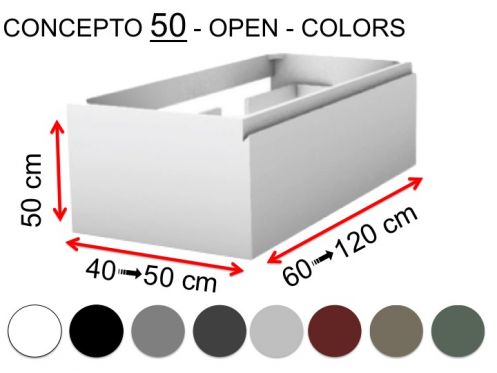 Meuble salle de bains sur mesure, deux tiroirs, hauteur 50 cm, finition laque - EL CONCEPTO 50 Open Uni