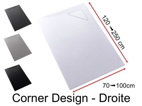 Receveur de douche, vacuation angle droit - CORNER DESIGN DROITE 130