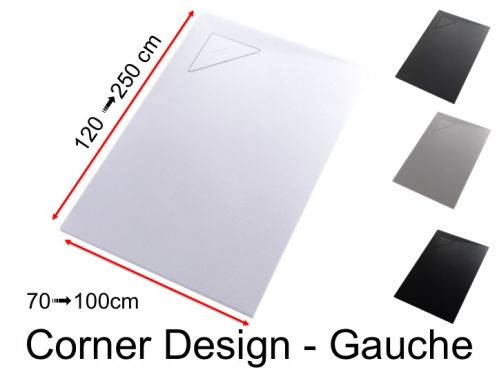 Receveur de douche, vacuation angle gauche - CORNER DESIGN GAUCHE 160