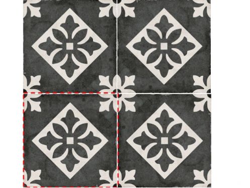 Padua Black 20x20 - Carrelage, aspect carreaux de ciment