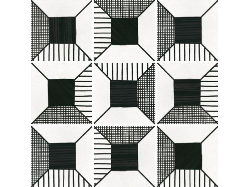 Block B&W 20x20 cm - Carrelage, aspect carreaux de ciment, noir et blanc