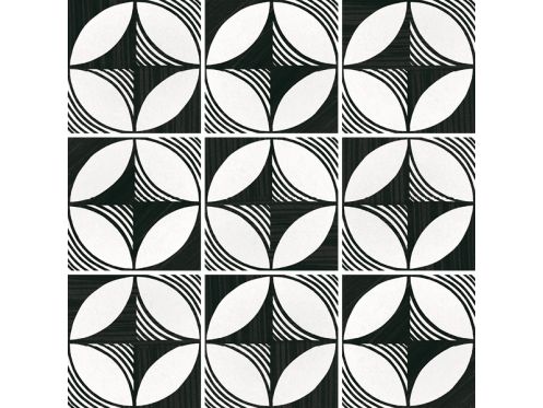 Compass B&W 20x20 cm - Carrelage, aspect carreaux de ciment, noir et blanc