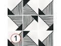 Origami B&W 20x20 cm - Carrelage, aspect carreaux de ciment, noir et blanc