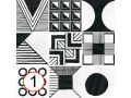 Patchwork B&W 20x20 cm - Carrelage, aspect carreaux de ciment, noir et blanc