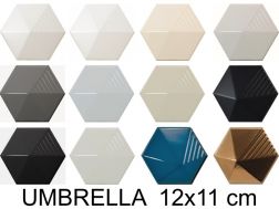 UMBRELLA  12x11 cm - Carrelage mural, Hexagonal, en relief 3D