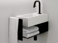 Lave-mains, 18 x 36 cm, robinetterie  droite, avec porte serviette noir - FLUSH 3 RIGHT