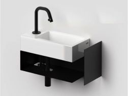 Lave-mains, 18 x 36 cm, avec porte serviette noir - FLUSH 3 LEFT