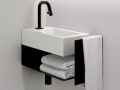Håndvask, 18 x 36 cm, med sort håndklædestang - FLUSH 3 LEFT