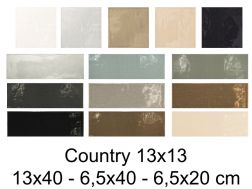 COUNTRY 13x13, 13x40 , 6,5x40 ET 6,5x20 cm - Carrelage mural brillant, ondulé