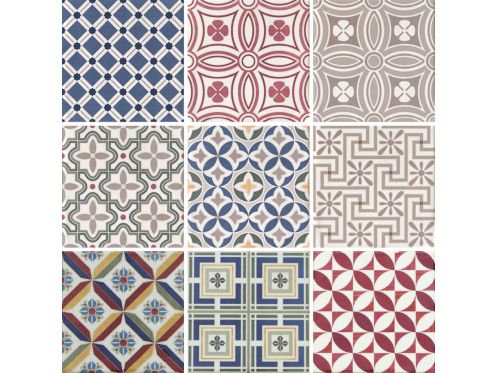 Country Patchwork - 13x13 cm - Carrelage mural brillant, ondul