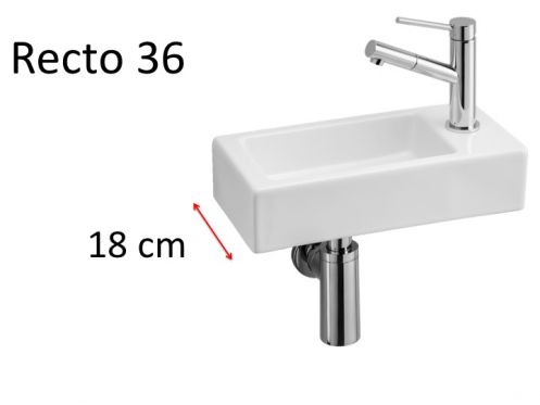 Lave mains rectangulaire en cramique, suspendu - Recto 36 Benesan.