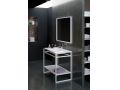Structure acier, sur pieds, pour lavabo, finitions noir ou blanc, sur mesure - ATELIER ZE85