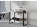 Structure acier, sur pieds, pour lavabo, finitions noir ou blanc, sur mesure - ATELIER ZE75