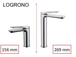 Design wastafelkraan, mengkraan, hoogte 156 en 269 mm - LOGRONO chroom