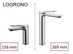 Robinet Lavabo design, melangeur, hauteur 156 et 269 mm - LOGRONO chrome