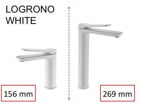 Robinet Lavabo blanc mate, melangeur, hauteur 156 et 269 mm - LOGRONO blanc