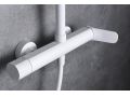 BiaÅ‚a matowa kolumna prysznicowa, bateria, okrÄ…gÅ‚a Ã¸ 20 cm - LOGRONO WHITE