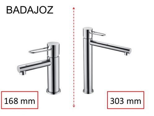 Designerska bateria umywalkowa, bateria o wysokoÅ›ci 168 i 303 mm - BADAJOZ CHROM