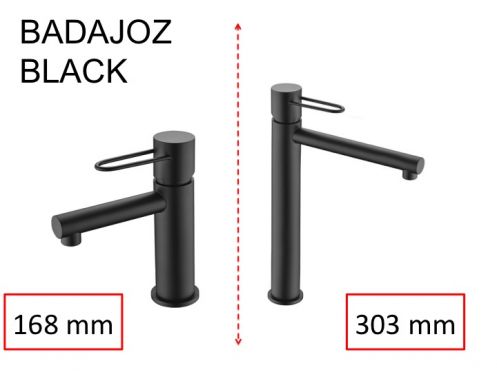 Bateria umywalkowa w kolorze czarnym matowym, bateria o wysokości 168 i 303 mm - BADAJOZ BLACK